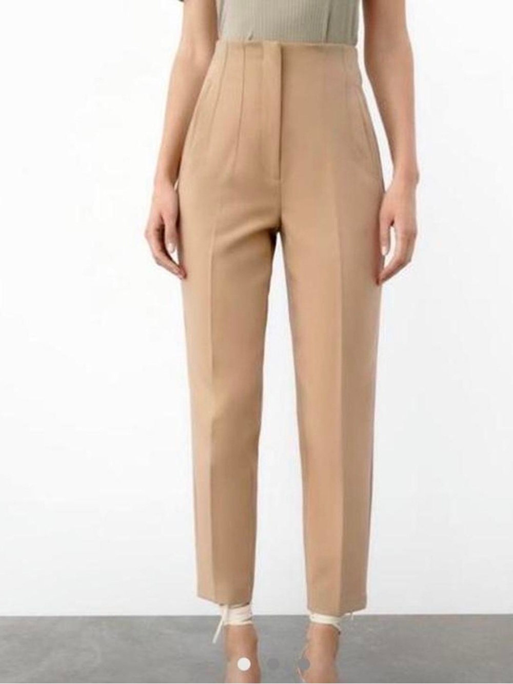 Zara Tan High-Waist Trousers